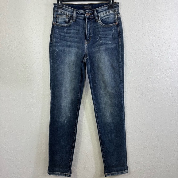 Judy Blue jeans splatter print  1 denim stretchy high‎ rise Women's Blue Jeans - Picture 2 of 12